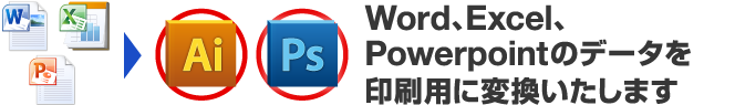 Word、Excel、Powerpointのデータを印刷用に変換いたします